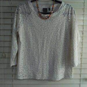 Rafaella Off-White Lacy Blouse ** EUC **
